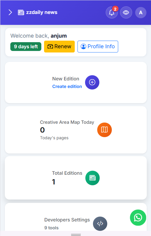 Admin Dashboard Mobile View